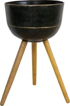 TS Bloempot Belia Op Poten Zwart D 38 H 66 Cm
