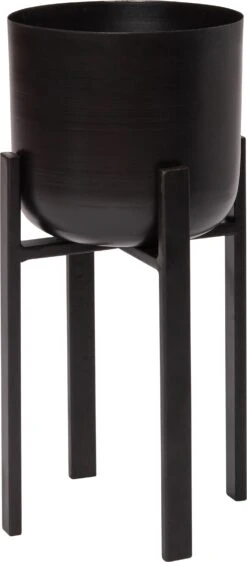 Intratuin Bloempot Op Poten Nila Zwart D 20 H 35 Cm